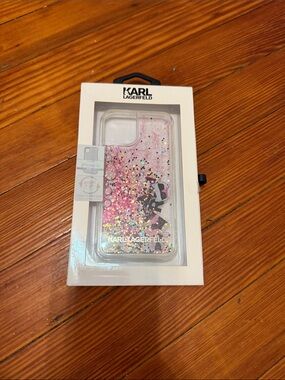 Karl Lagerfeld Pink Glitter Liquid IPhone 11 Case with Floating Confetti